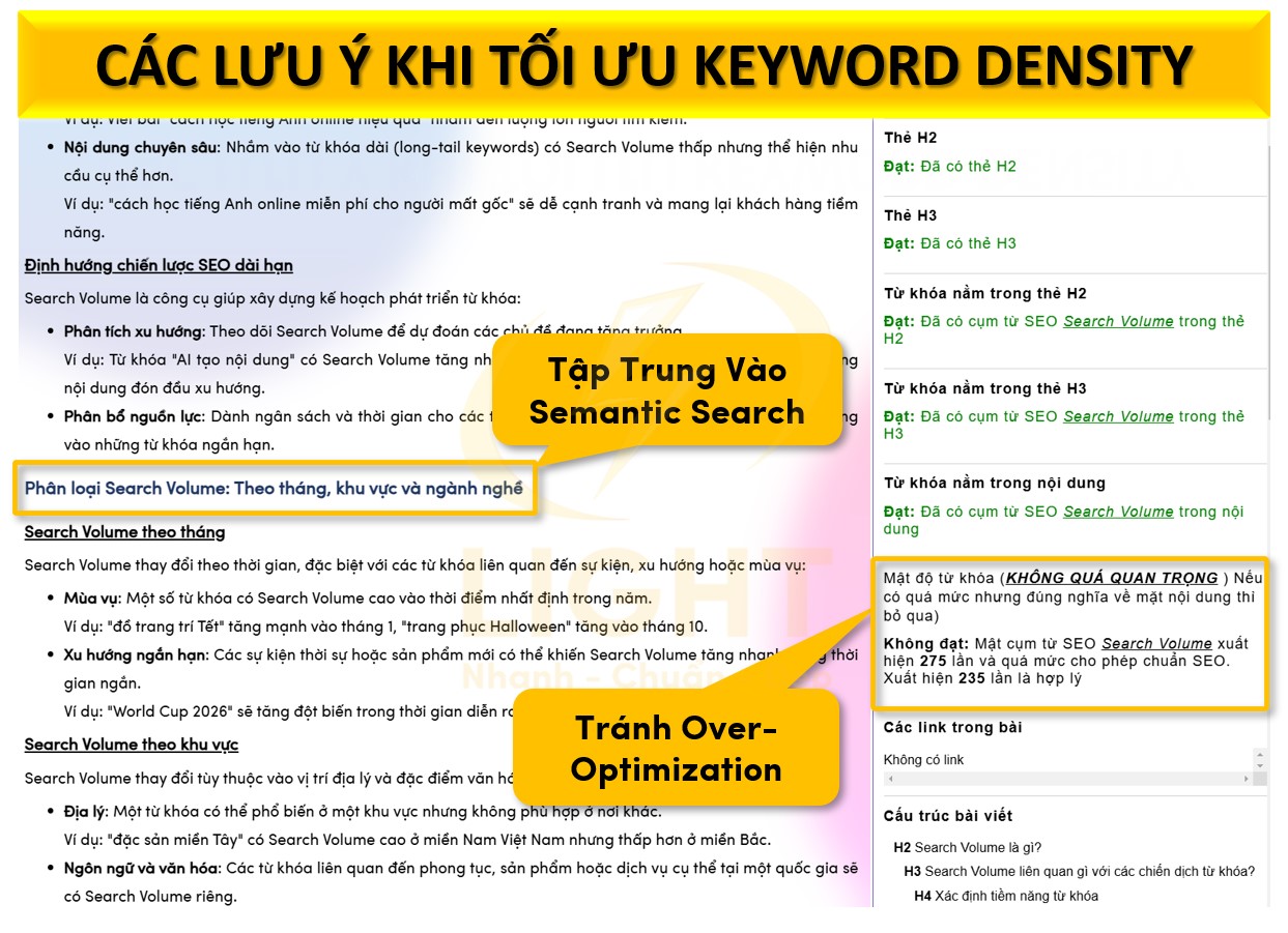 Các Lưu Ý Khi Tối Ưu Keyword Density