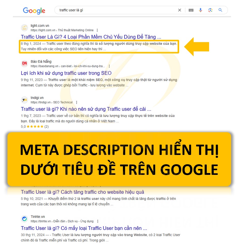 Thẻ Meta Description hiển thị ở đâu trên Google