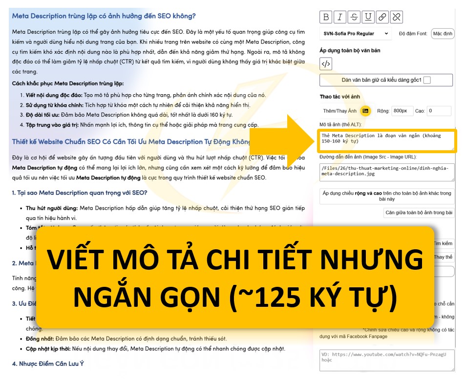 Viết mô tả chi tiết nhưng ngắn gọn (~125 ký tự)