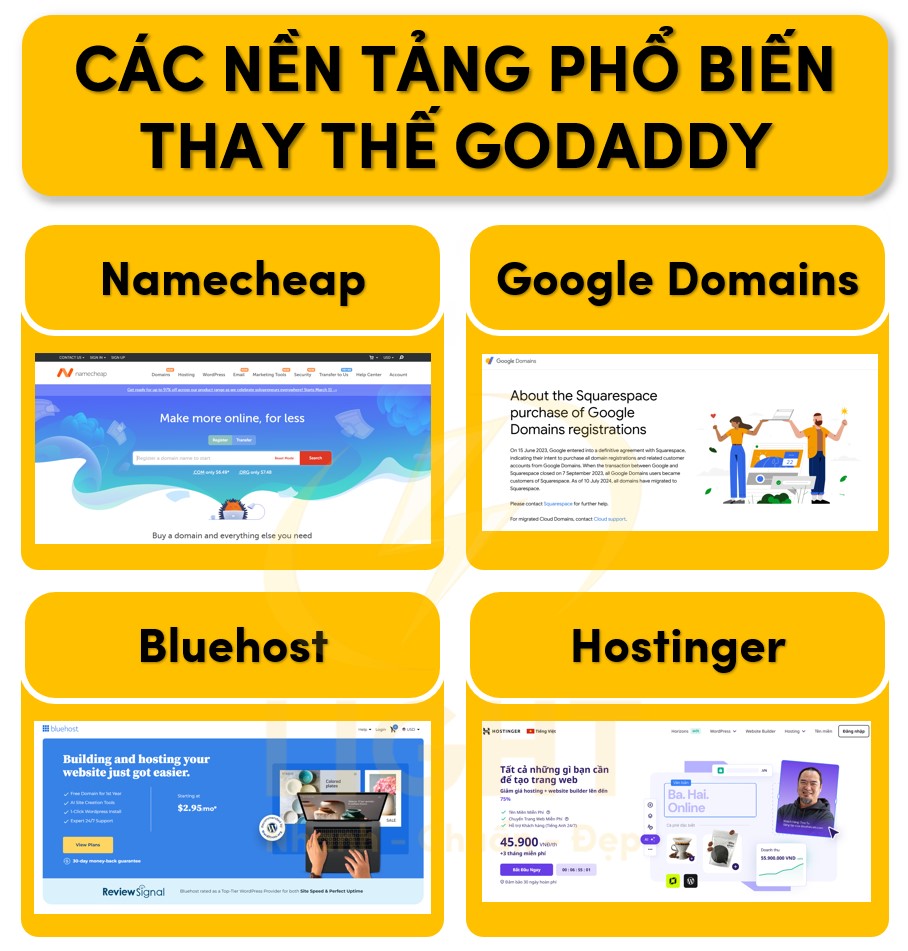 Một số nền tảng khác có thể thay thế GoDaddy