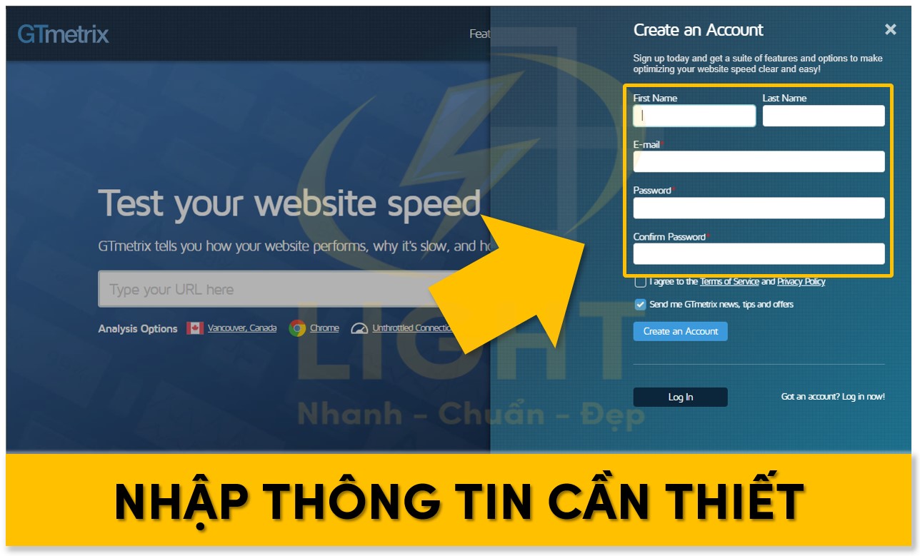 Nhập thông tin cần thiết