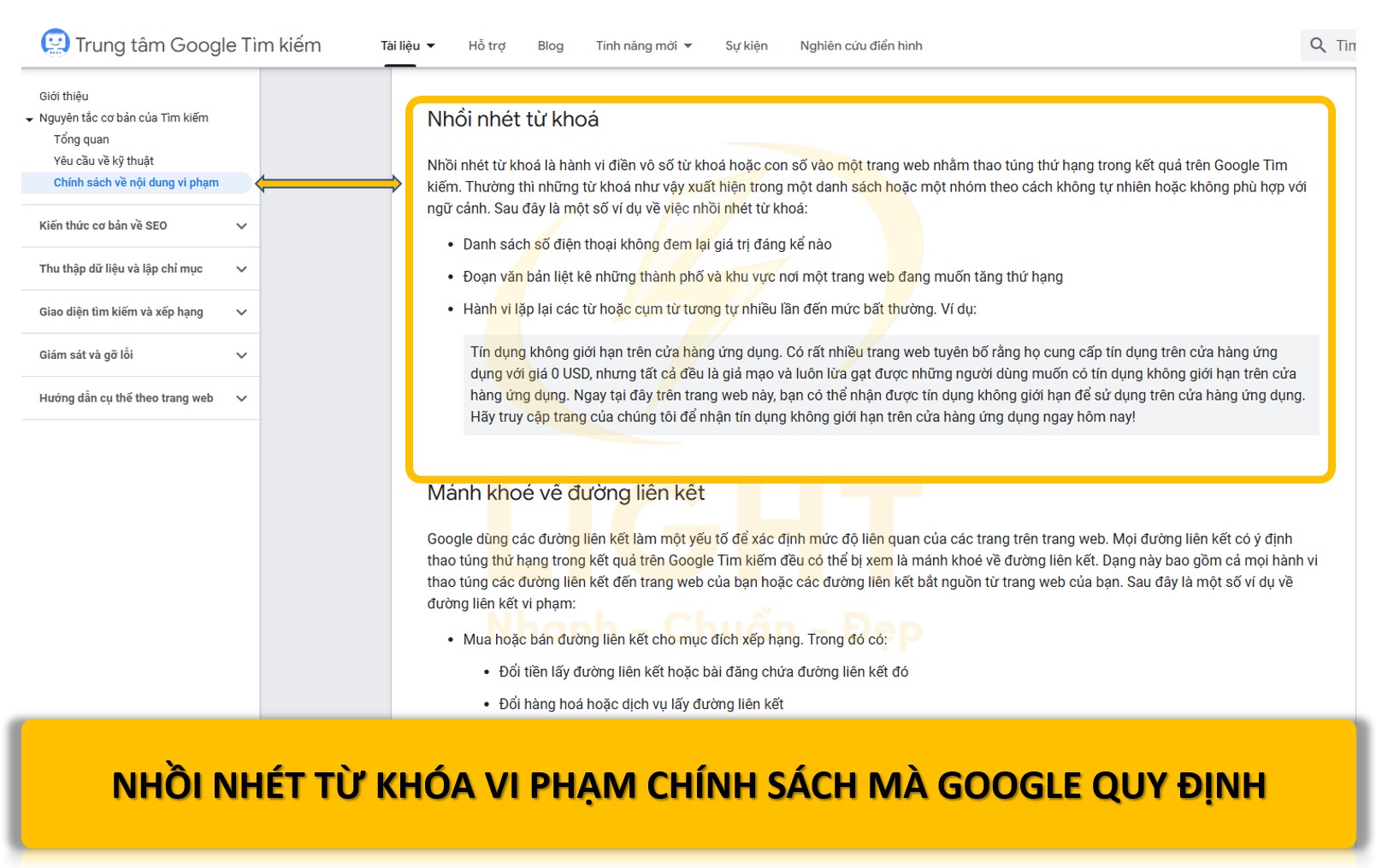 Chính sách vi phạm do nhồi nhét từ khóa