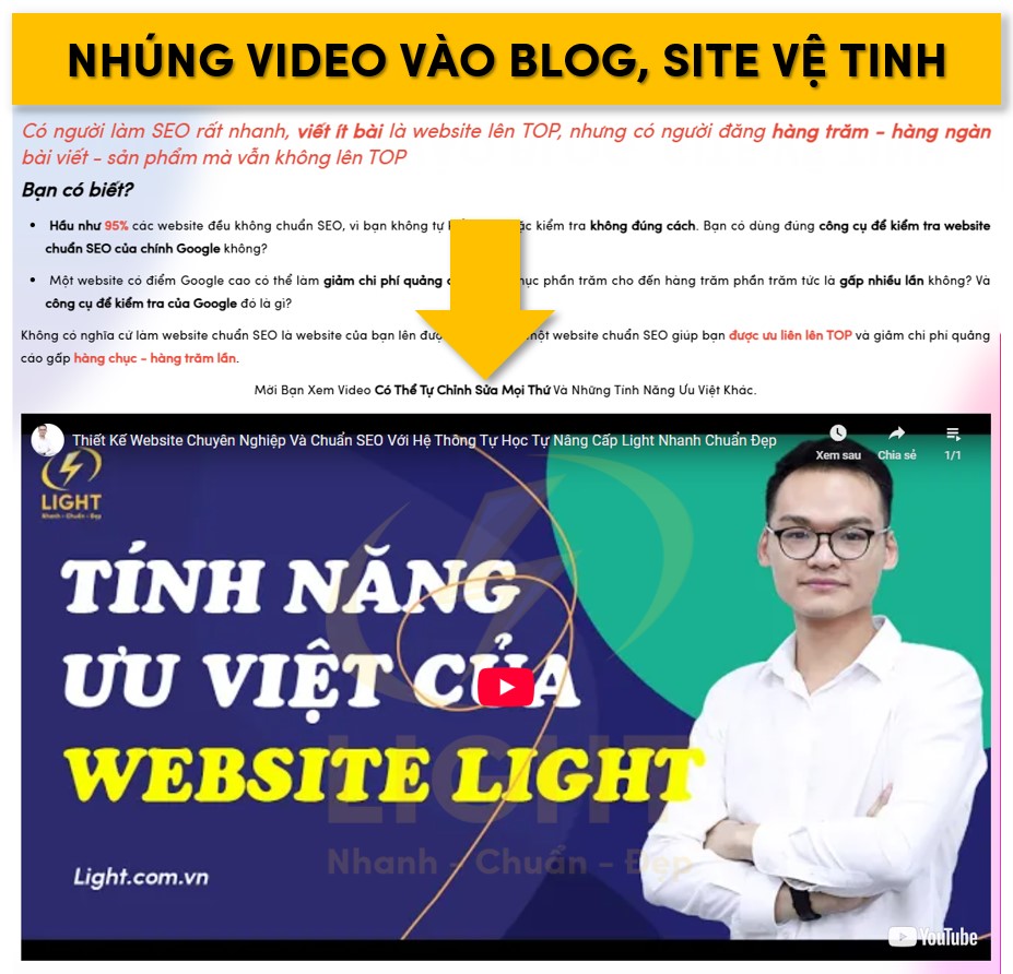Thêm video vào blog, site vệ tinh
