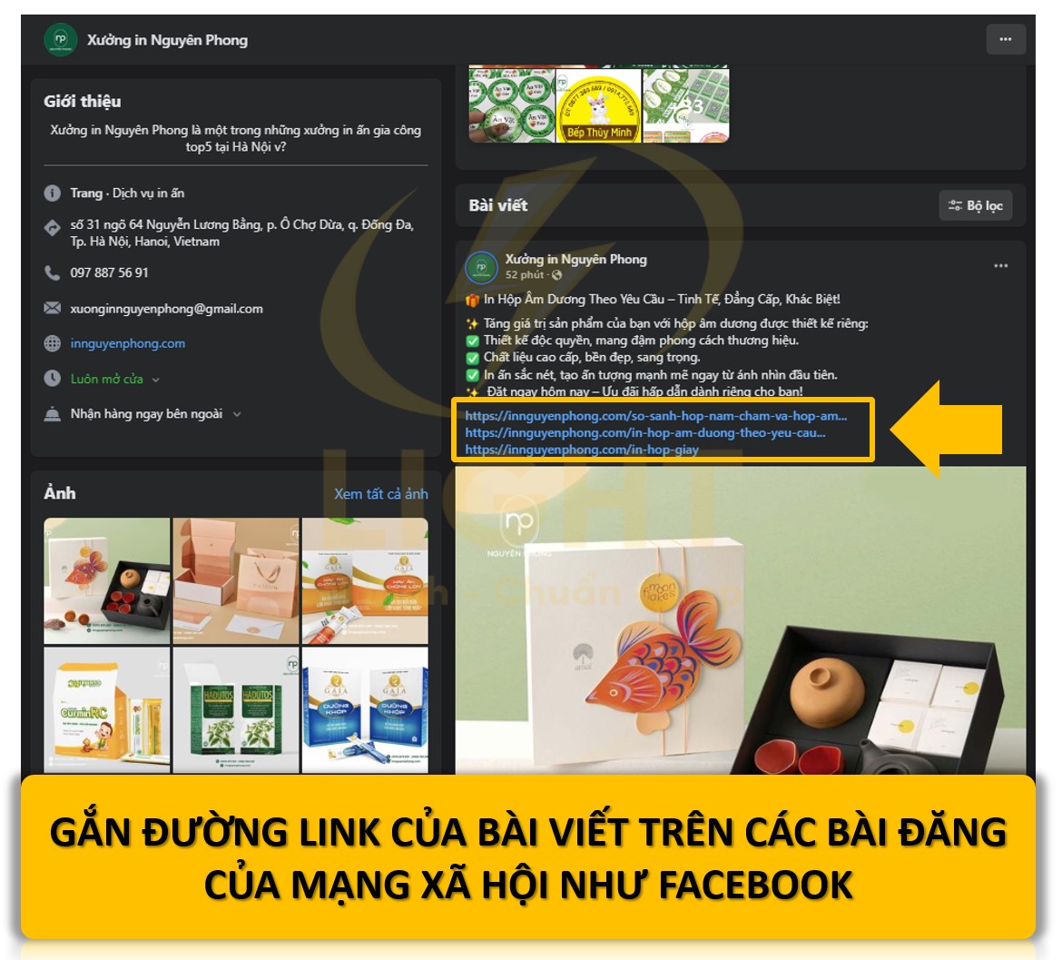 Gắn link bài viết, trang sản phẩm hoặc website trong bài đăng để tăng traffic 