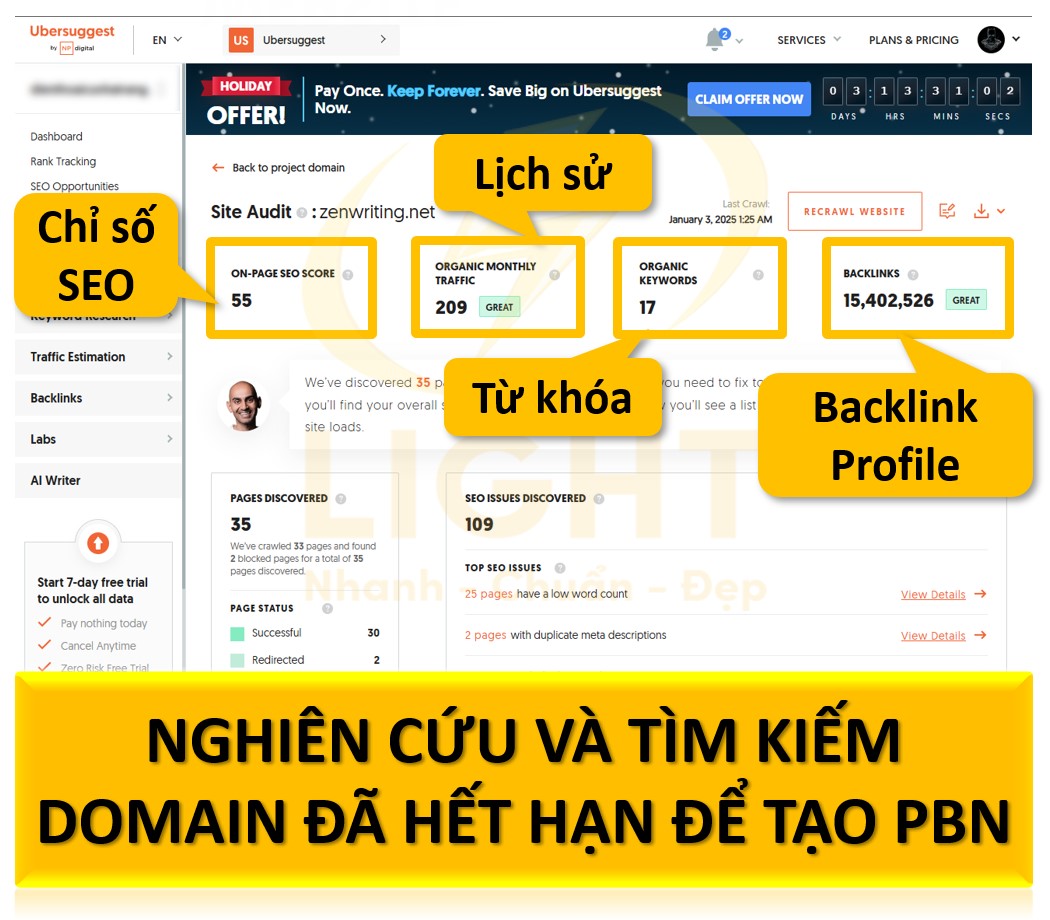 Nghiên cứu và tìm kiếm domain hết hạn