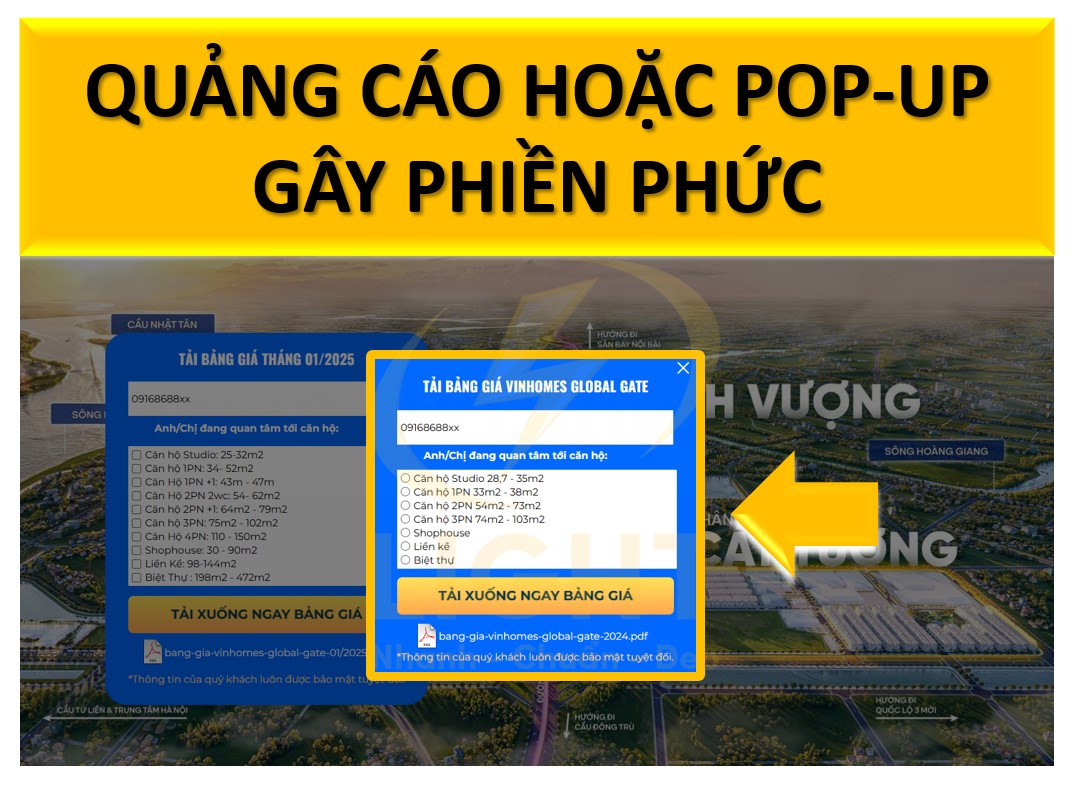 Quảng cáo hoặc pop-up gây phiền phức