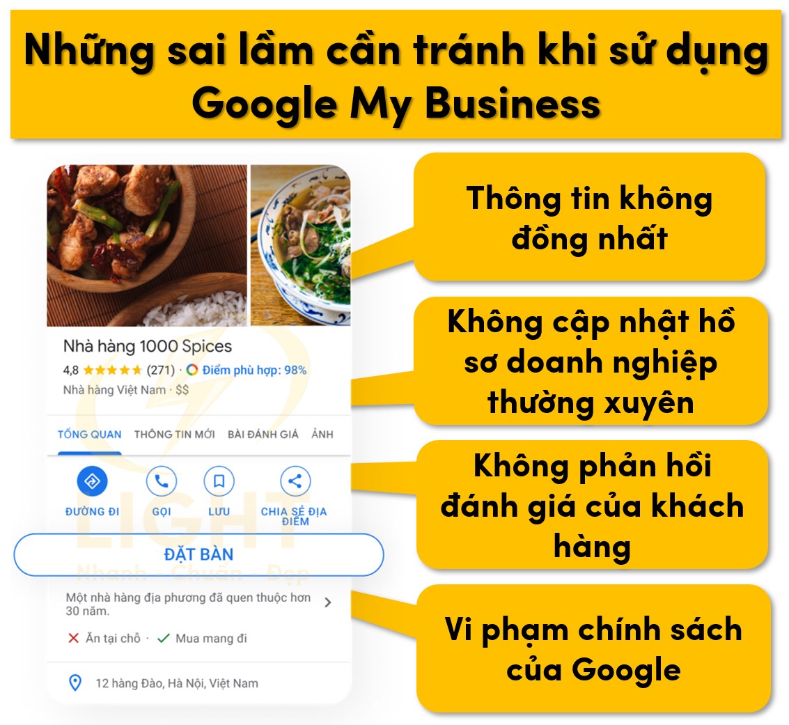 Những sai lầm cần tránh khi sử dụng Google My Business