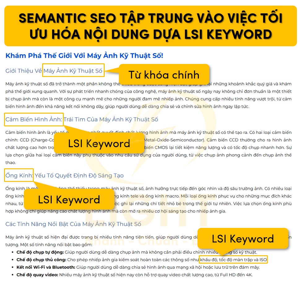 Semantic SEO tập trung hướng tới việc tối ưu nội dung dựa vào LSI Keyword