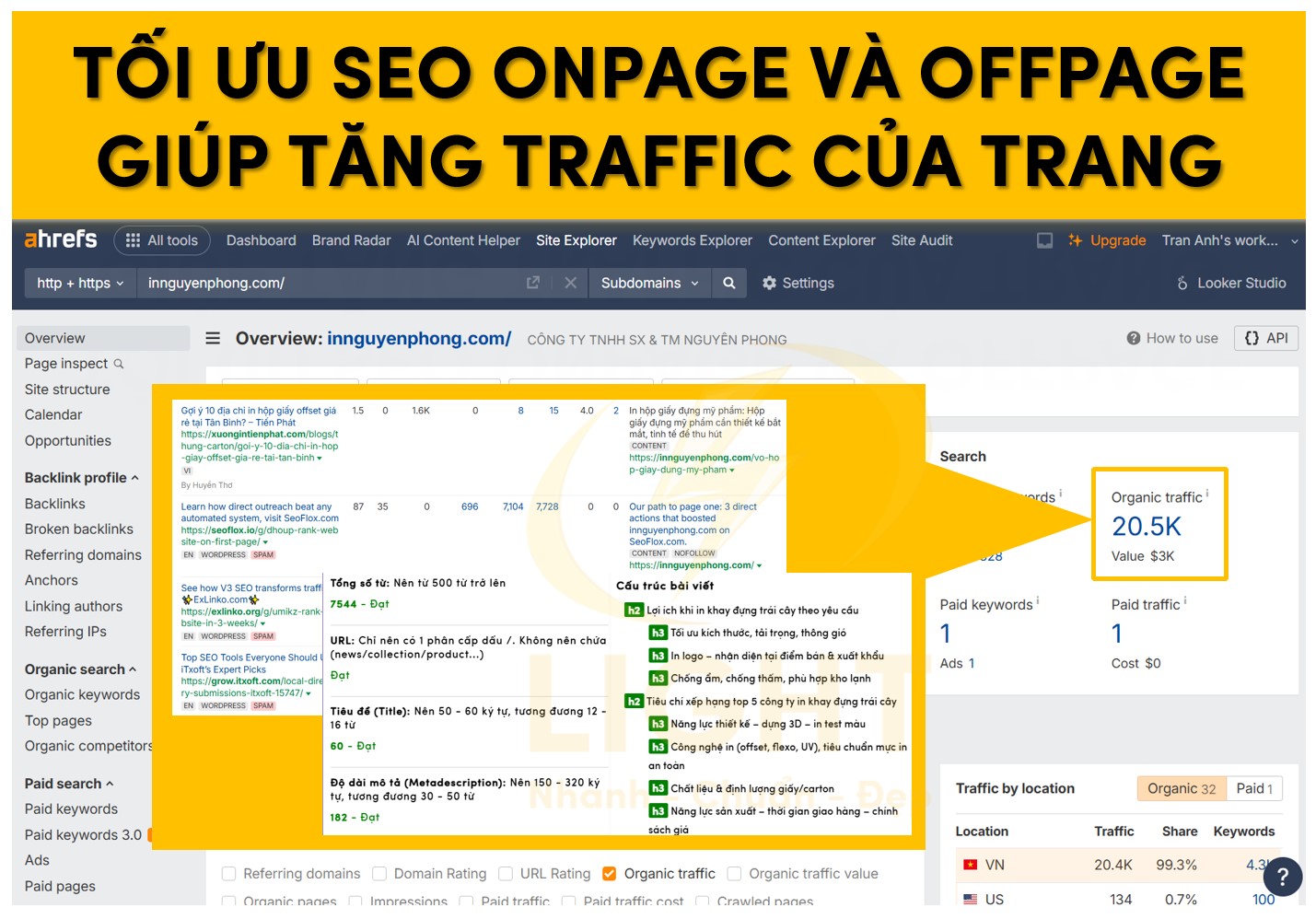 Tối ưu seo Onpage và Offpage giúp tăng traffic của trang