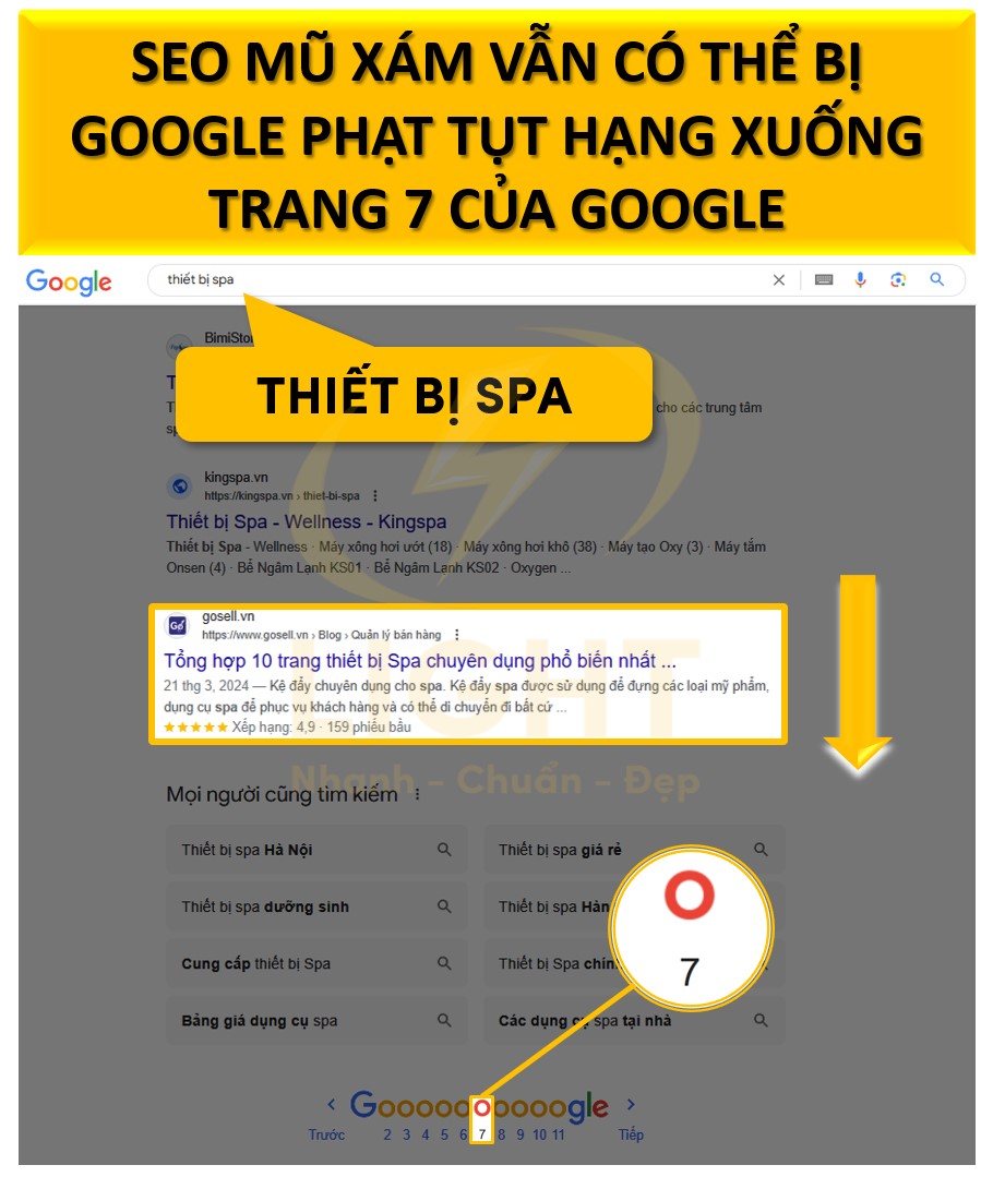 SEO mũ xám bị phạt tụt thứ hạng