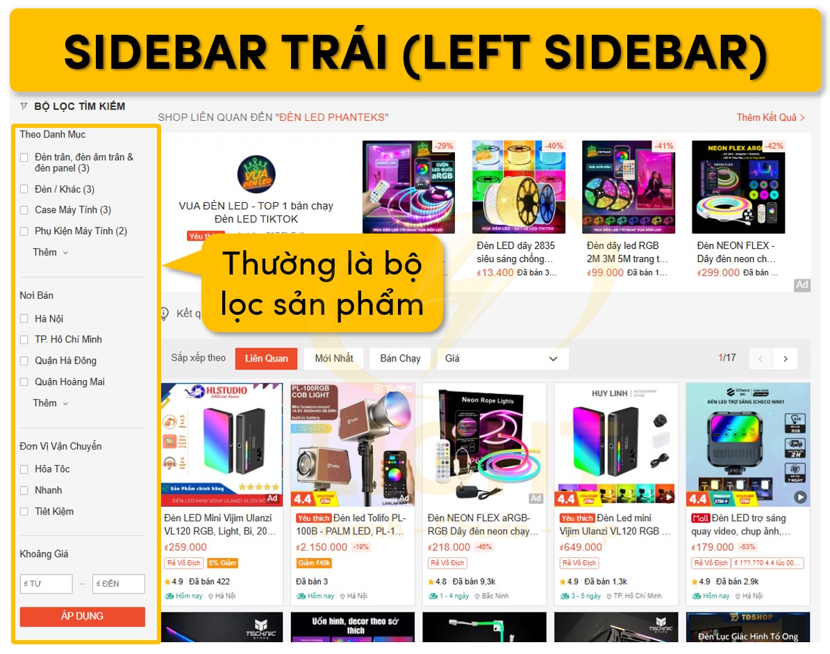 Dạng sidebar trái