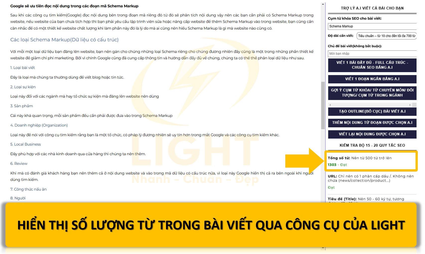 số lượng từ trong bài viết