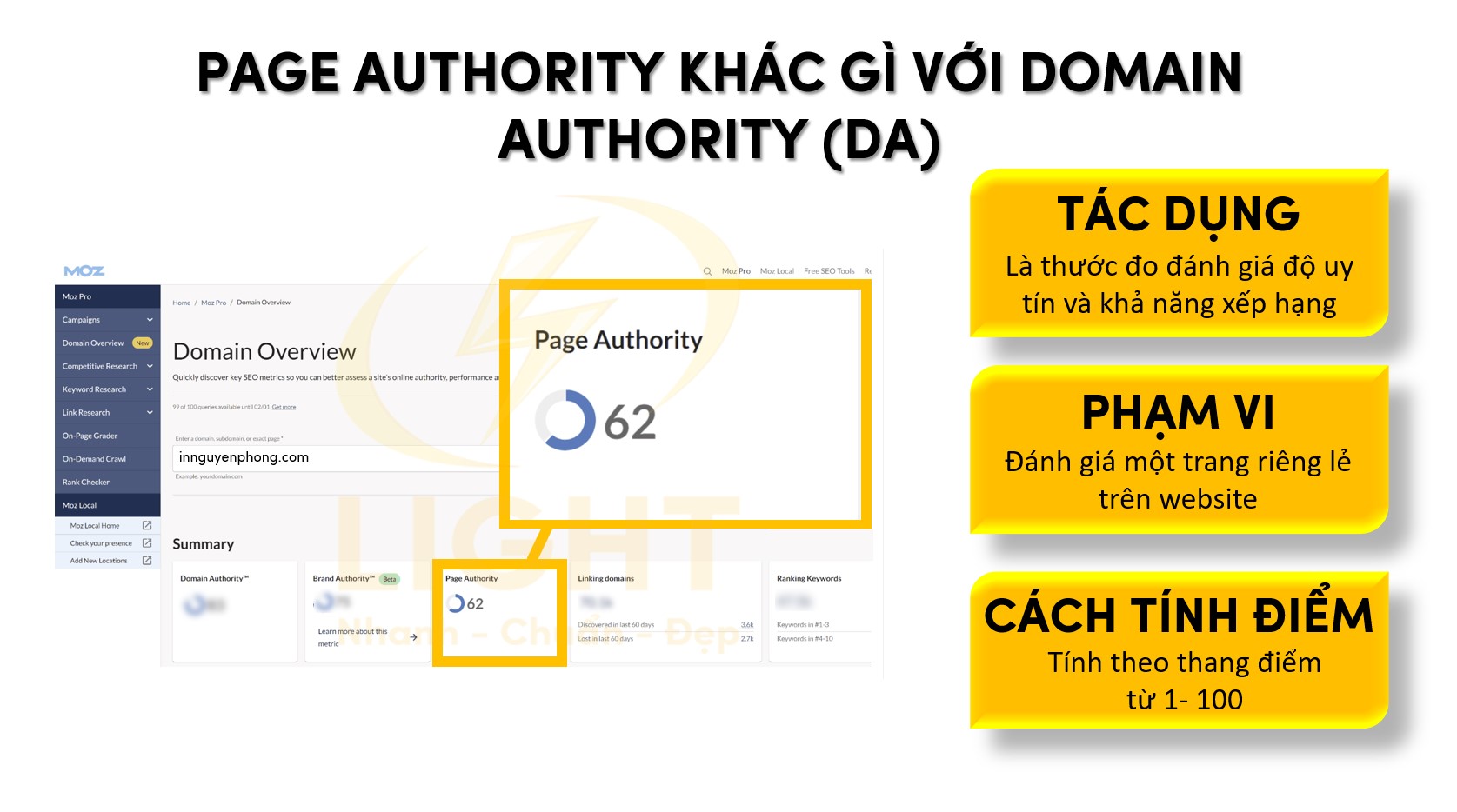 Page Authority khác gì với Domain Authority (DA)