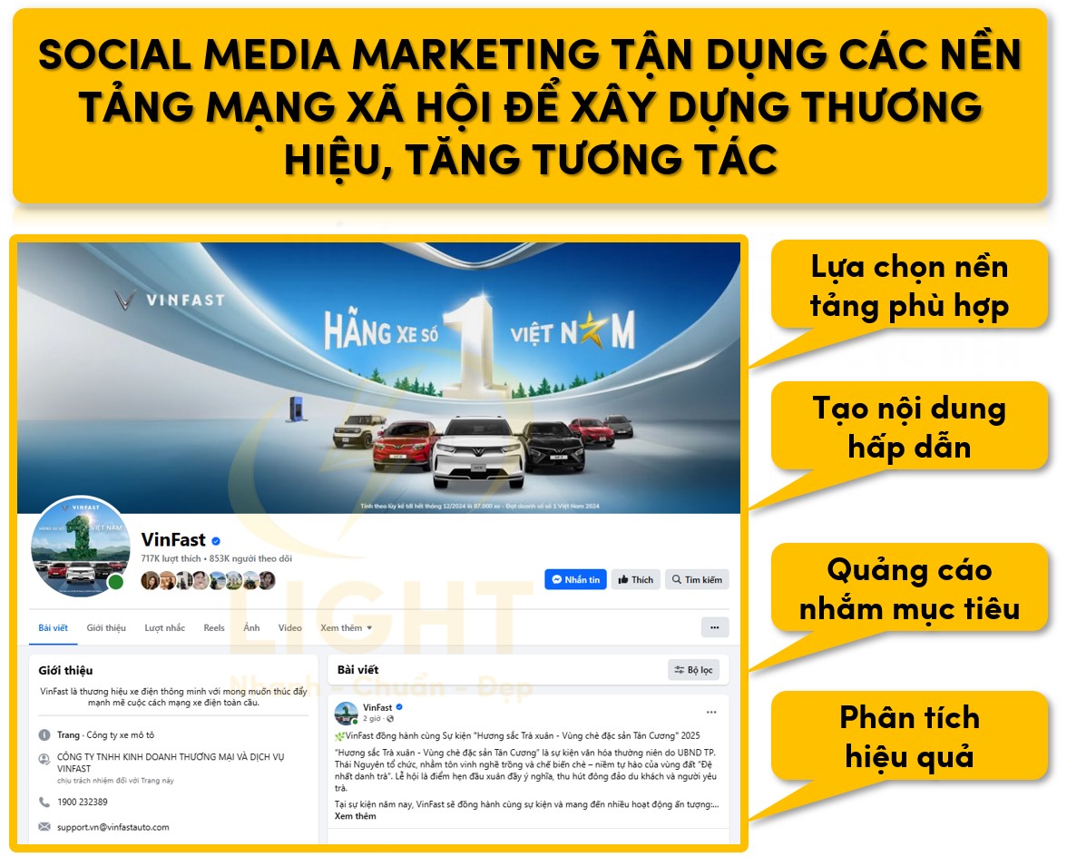 Social Media Marketing tập trung khai thác sức mạnh của các nền tảng mạng xã hội để xây dựng thương hiệu