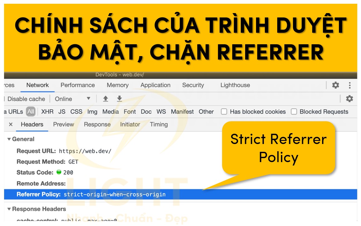 Chính sách của trình đuyệt hay bảo mật chặn Referrer