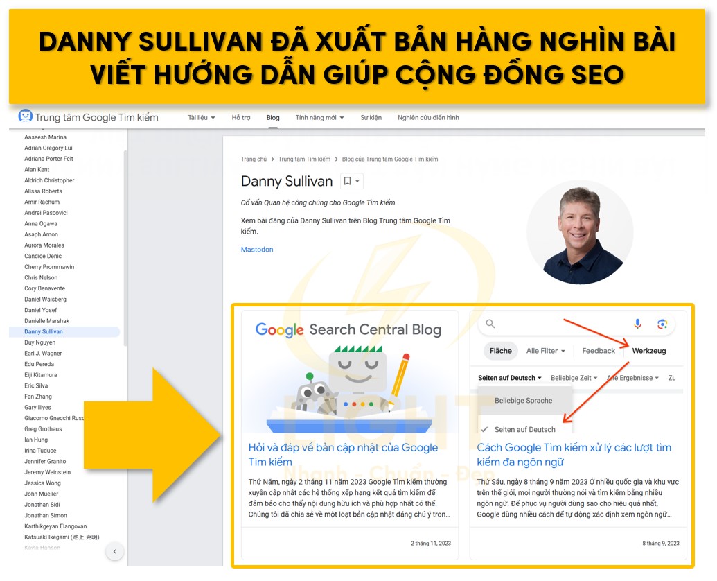 Danny Sullivan cung cấp hàng nghìn bài viết hướng dẫn giúp cộng đồng SEO