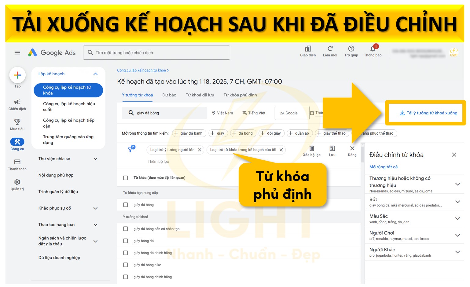 Xuất danh sách từ khóa