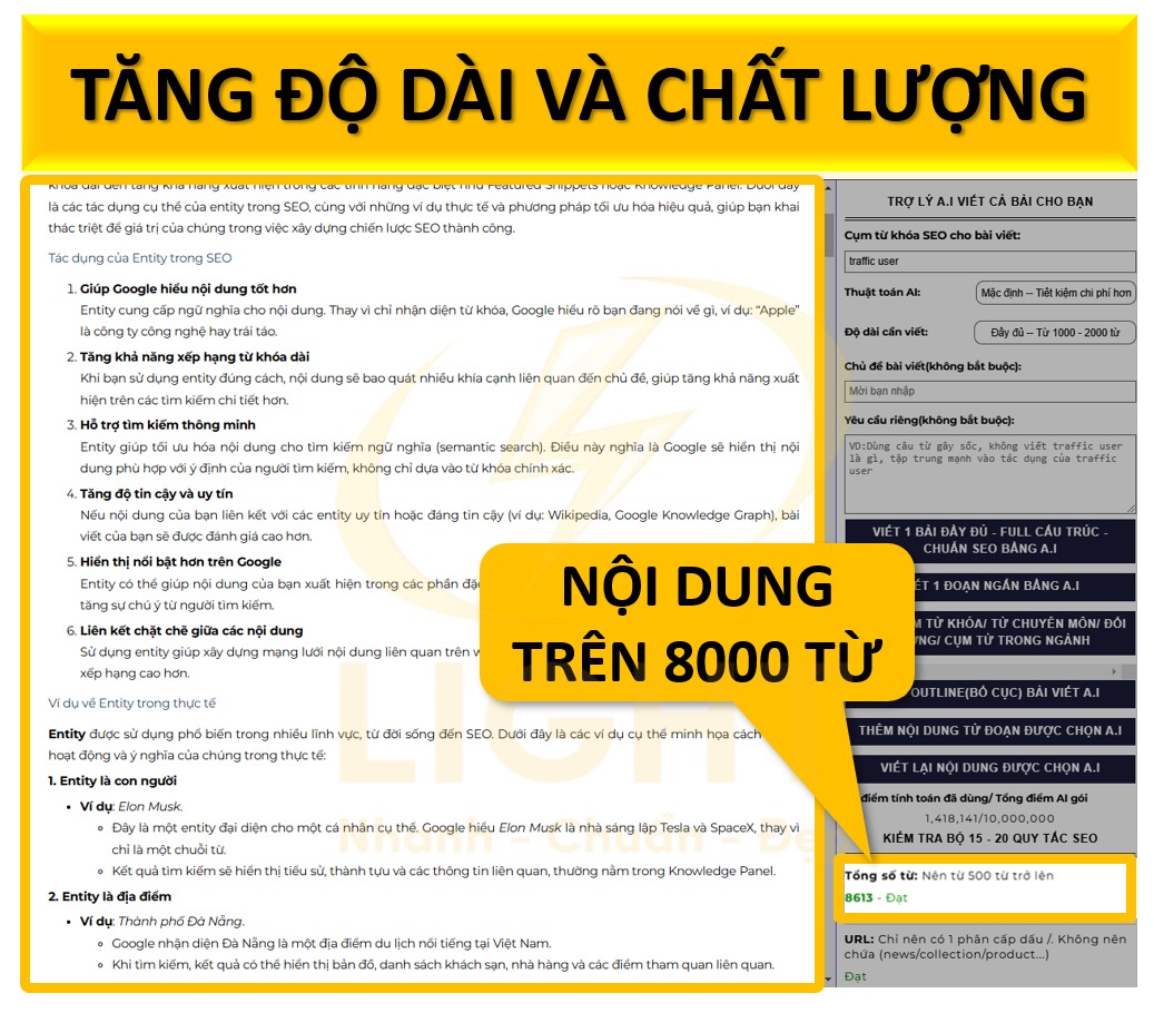 Tăng độ dài và chất lượng