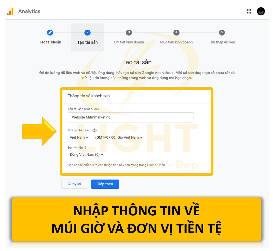 click vào phần Tạo tài sản và điền các thông tin tại quốc gia bạn hoạt động