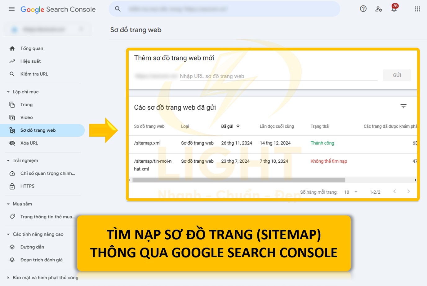 Cập nhật thường xuyên dữ liệu sơ đồ trang web