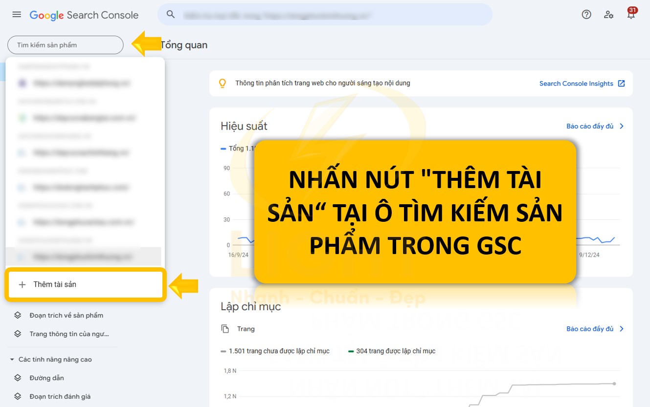 Thêm tài sản trong GSC