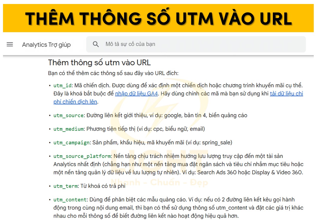 Thêm thông số UTM và URL để kiểm soát nguồn truy cập