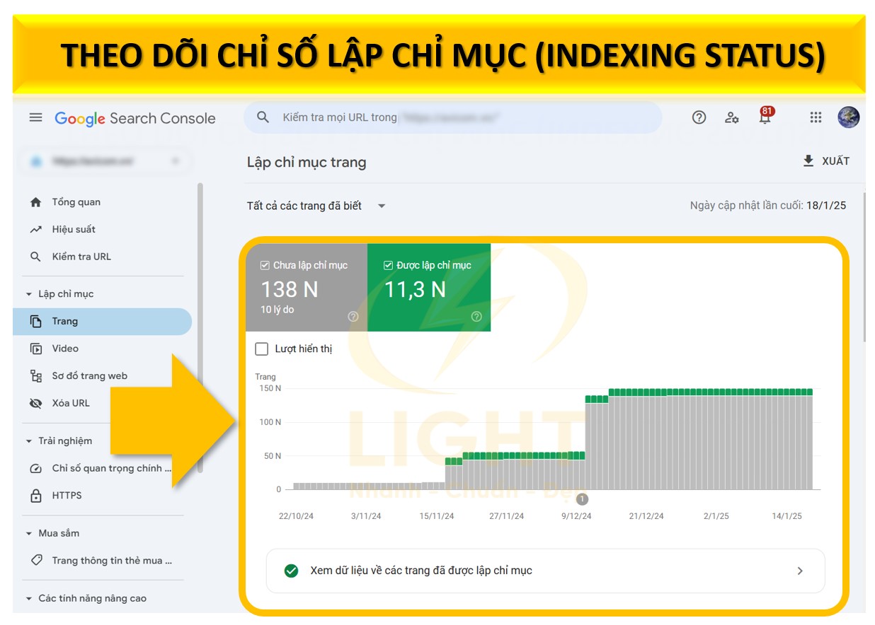 Theo dõi chỉ số lập chỉ mục (Indexing Status)