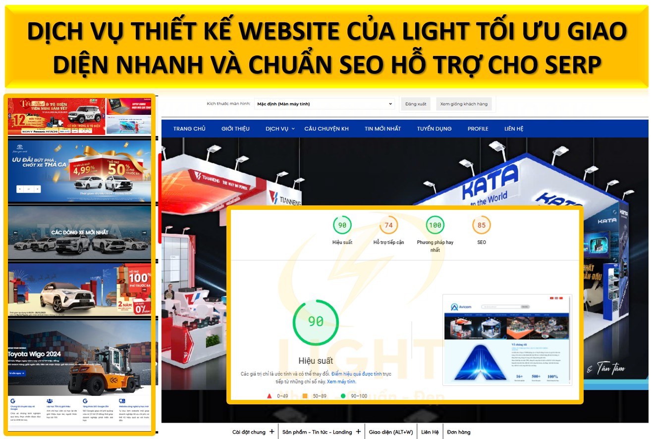 Dịch vụ thiết kế website light không chỉ dừng lại ở việc xây dựng giao diện và chức năng mà còn chuẩn SEO