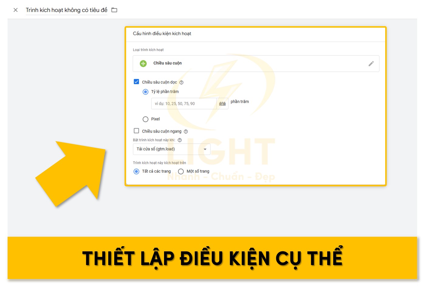 Thiết lập điều kiện cụ thể