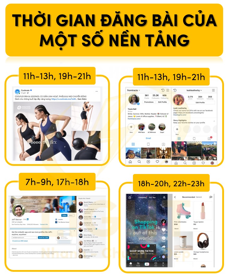 Thời gian đăng bài trên một số nền tảng
