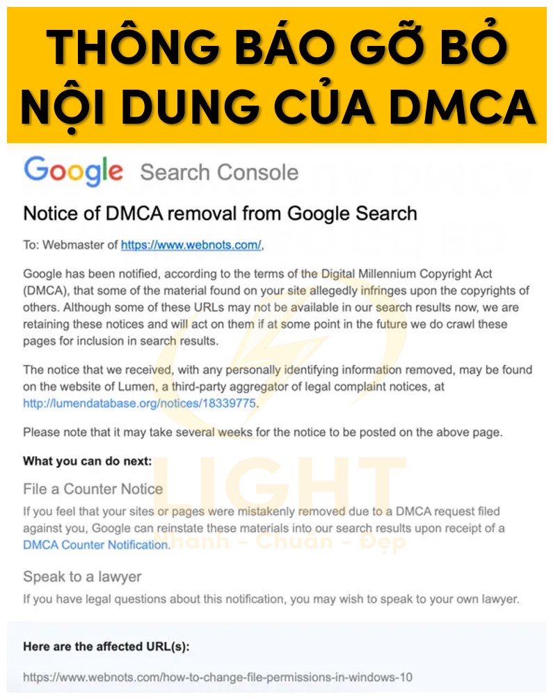 Thông báo gỡ bỏ nội dung của DMCA