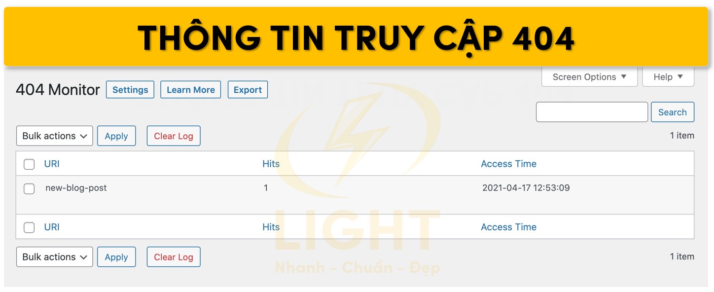 Các thông tin hiển thị khi người dùng gặp link 404