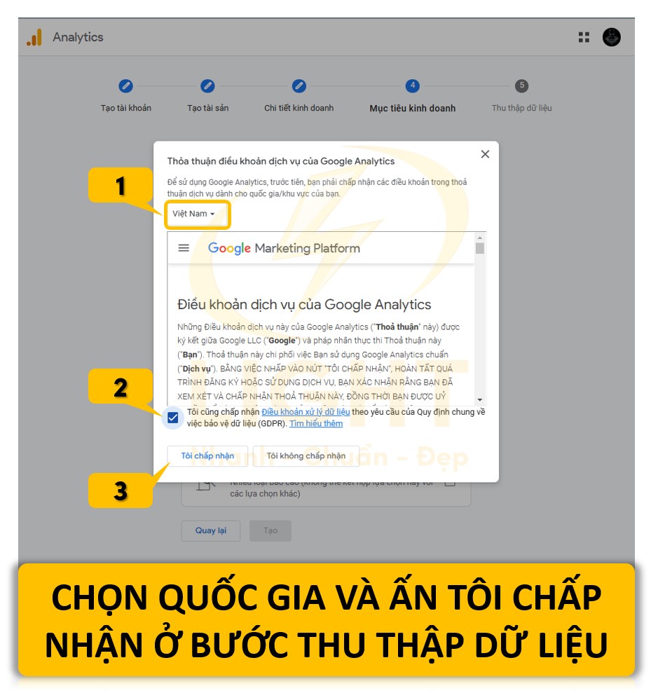 Lựa chọn quốc gia và nhấn tôi chấp nhận