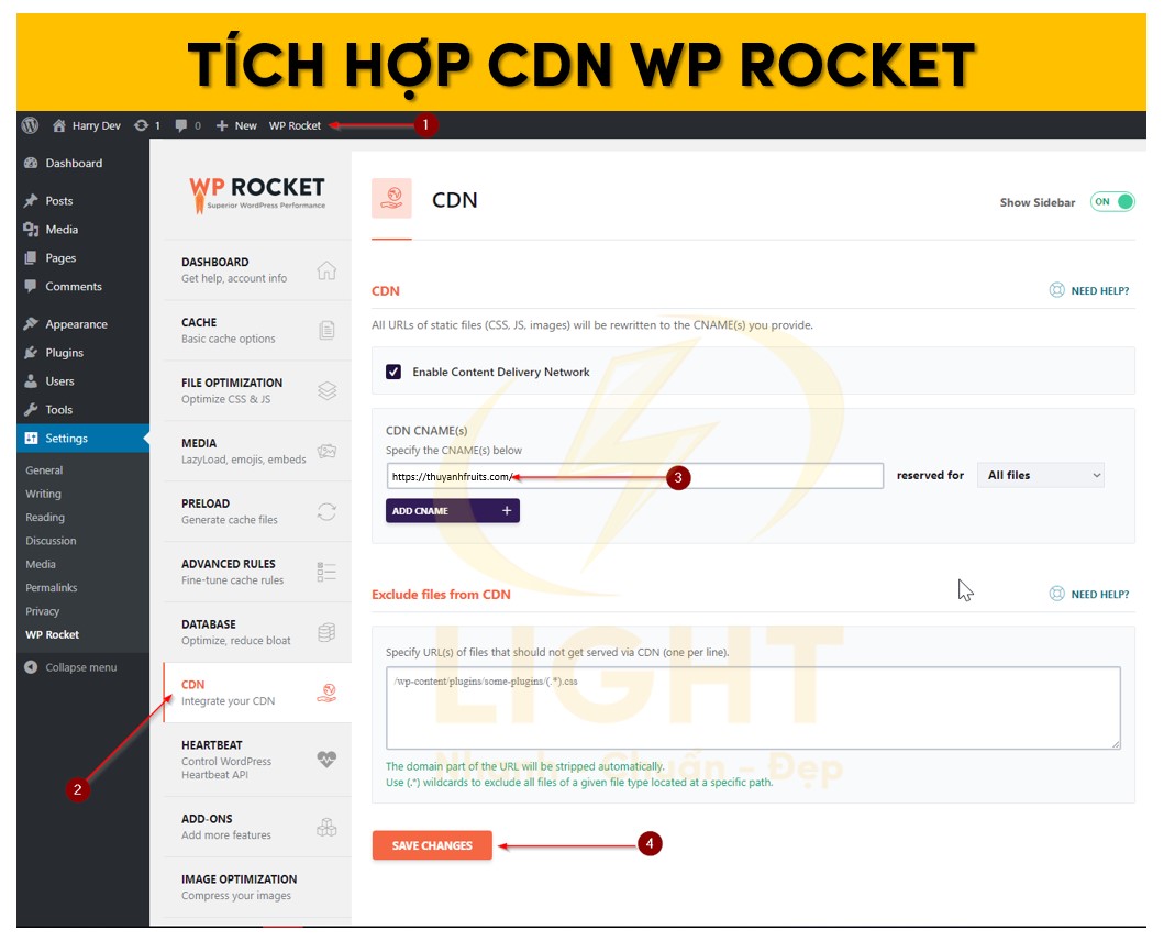 Tích hợp CDN trong WP Rocket