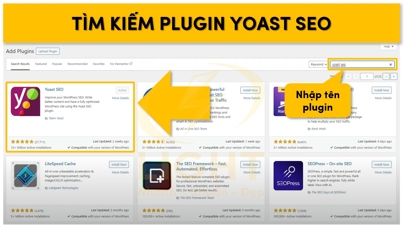 Tìm kiếm Yoast SEO trên kho Plugin