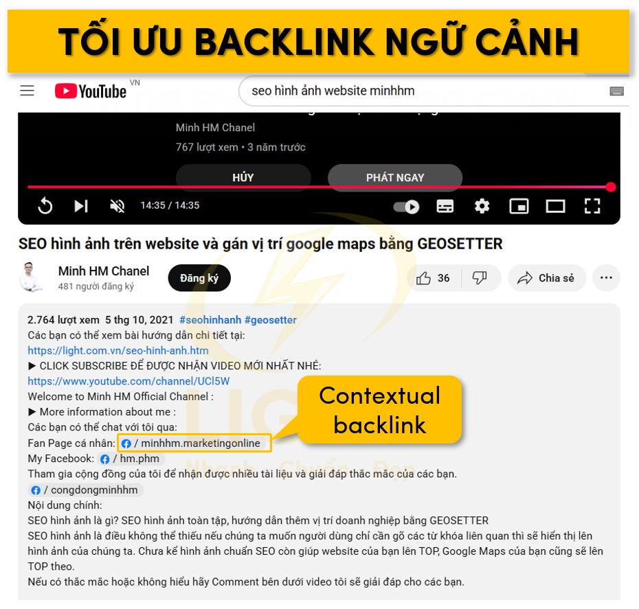 Tối ưu contextual backlink của Youtube