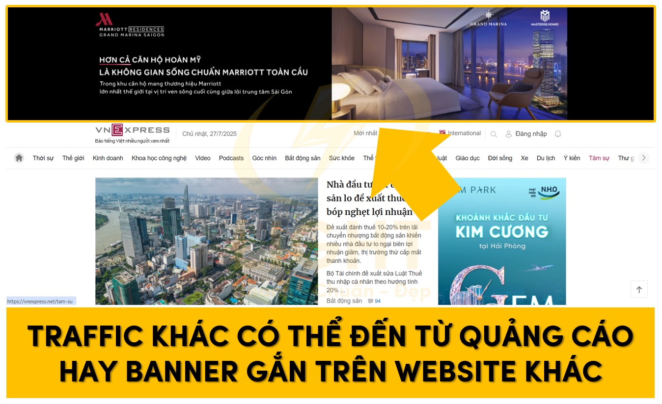 Traffic khác có thể đến từ quảng cáo hay banner gắn trên website khác
