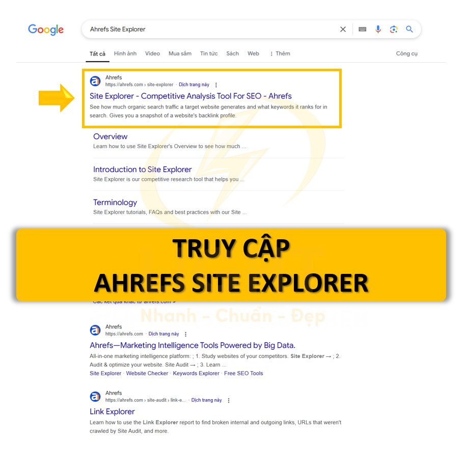 Truy cập Ahrefs Site Explorer