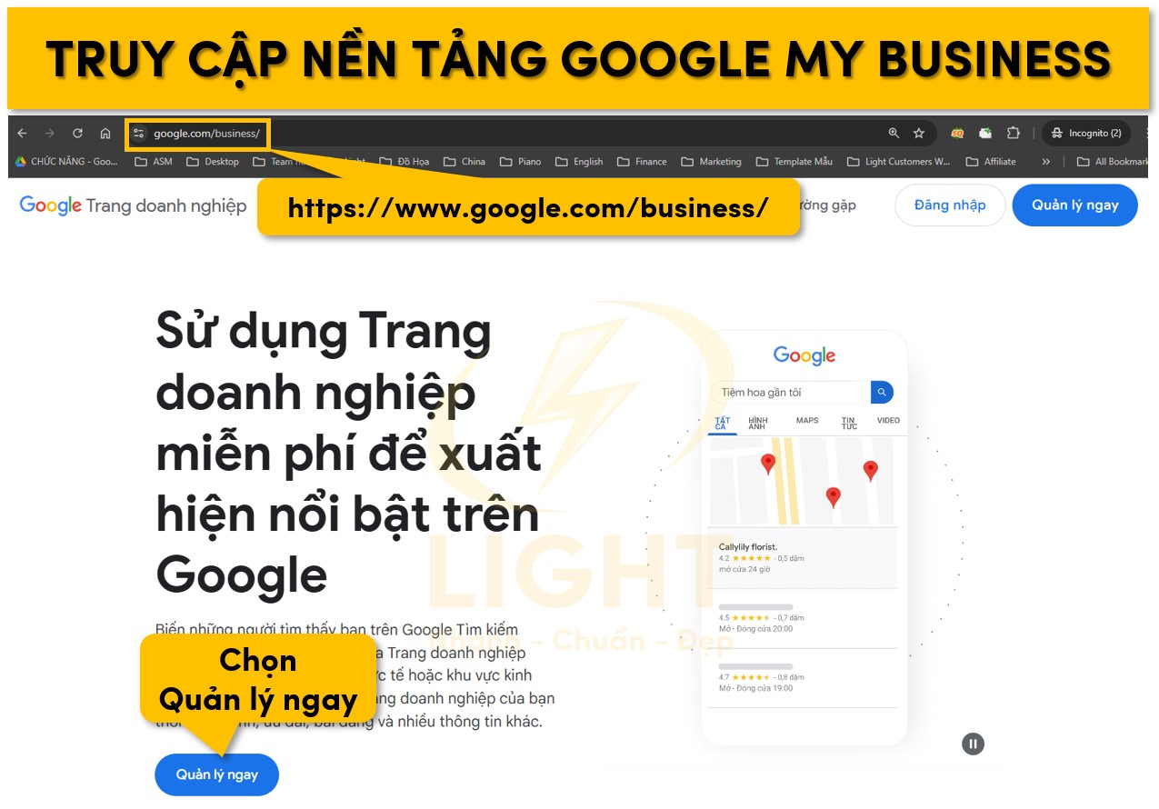 Truy cập nền tảng Google My Business