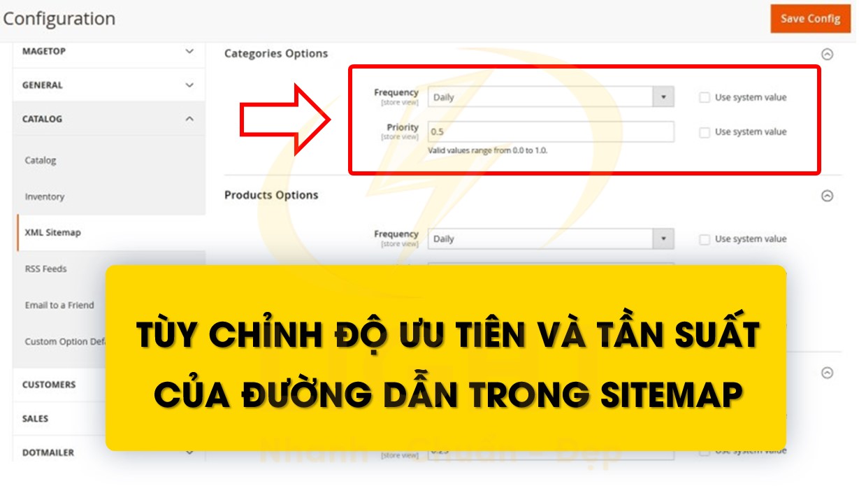 Tùy chỉnh độ ưu tiên và tần suất của đường dẫn trong sitemap