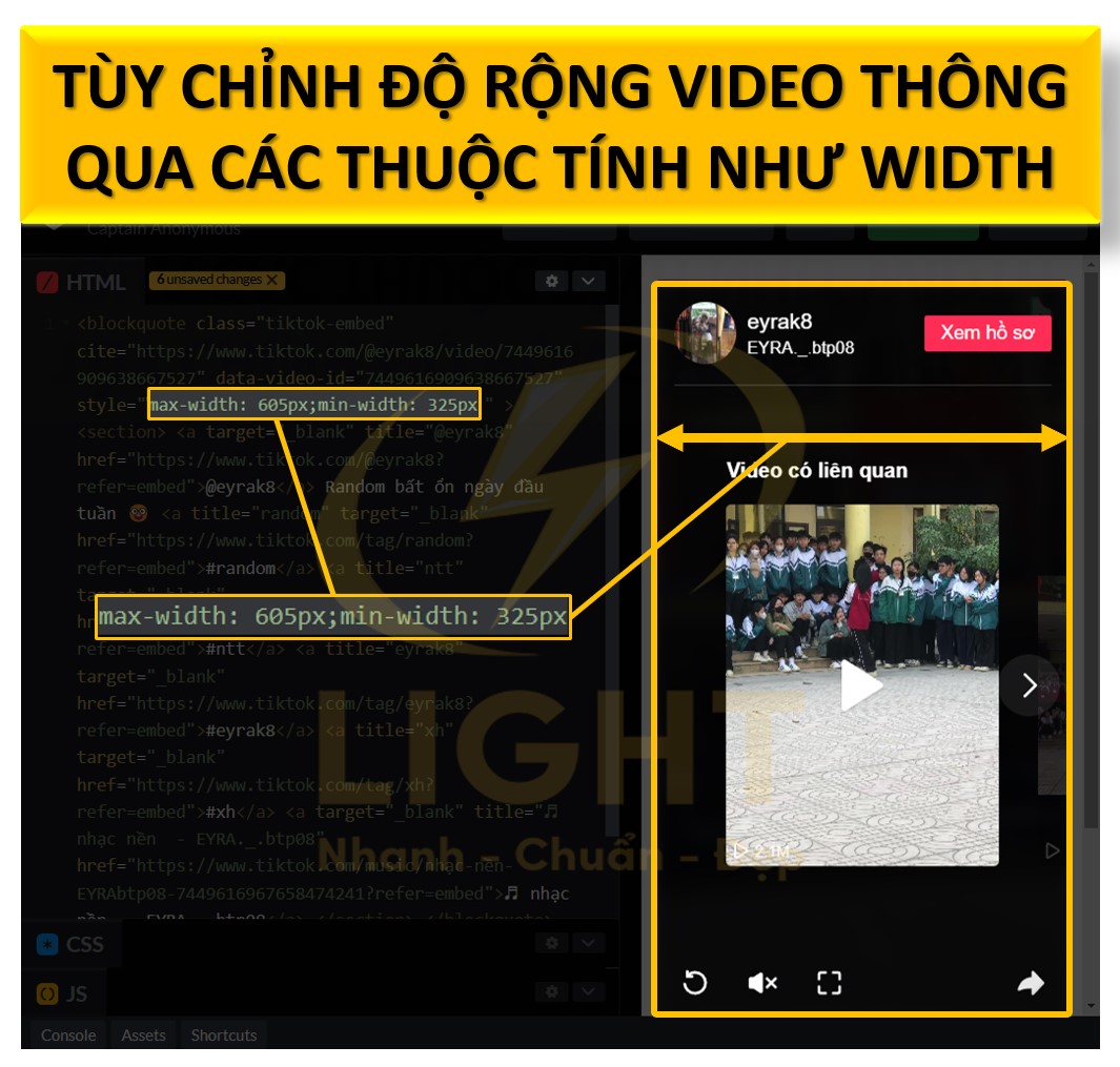 Tùy chỉnh kích thước và thuộc tính