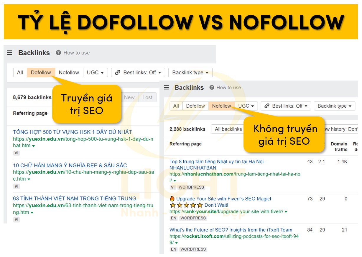 Mật độ Dofollow và nofollow trên trang