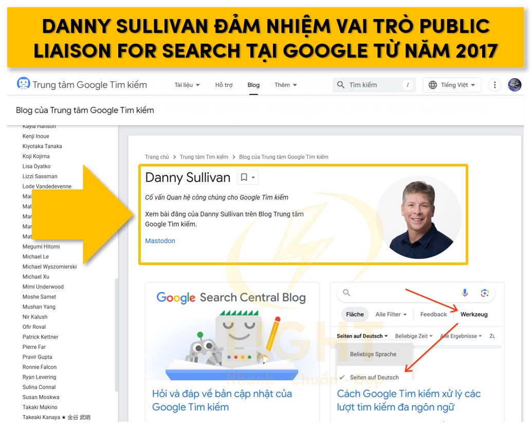 Danny Sullivan đảm nhiệm chức vụ Public Liaison for search tại Google năm 2017