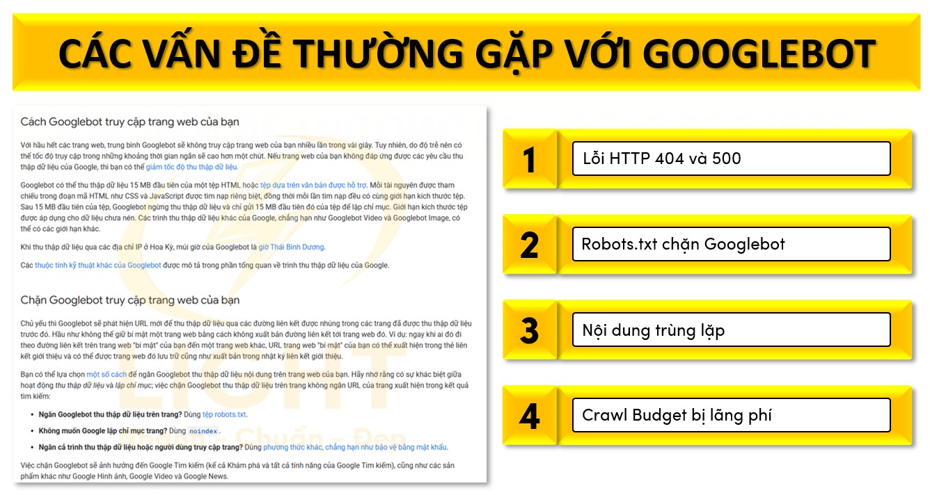 Các vấn đề thường gặp với Googlebot