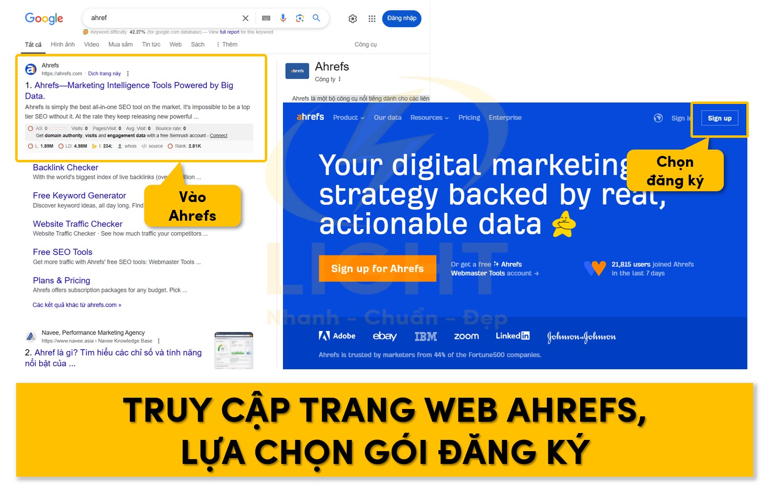 Truy cập trang web chính thức của Ahrefs