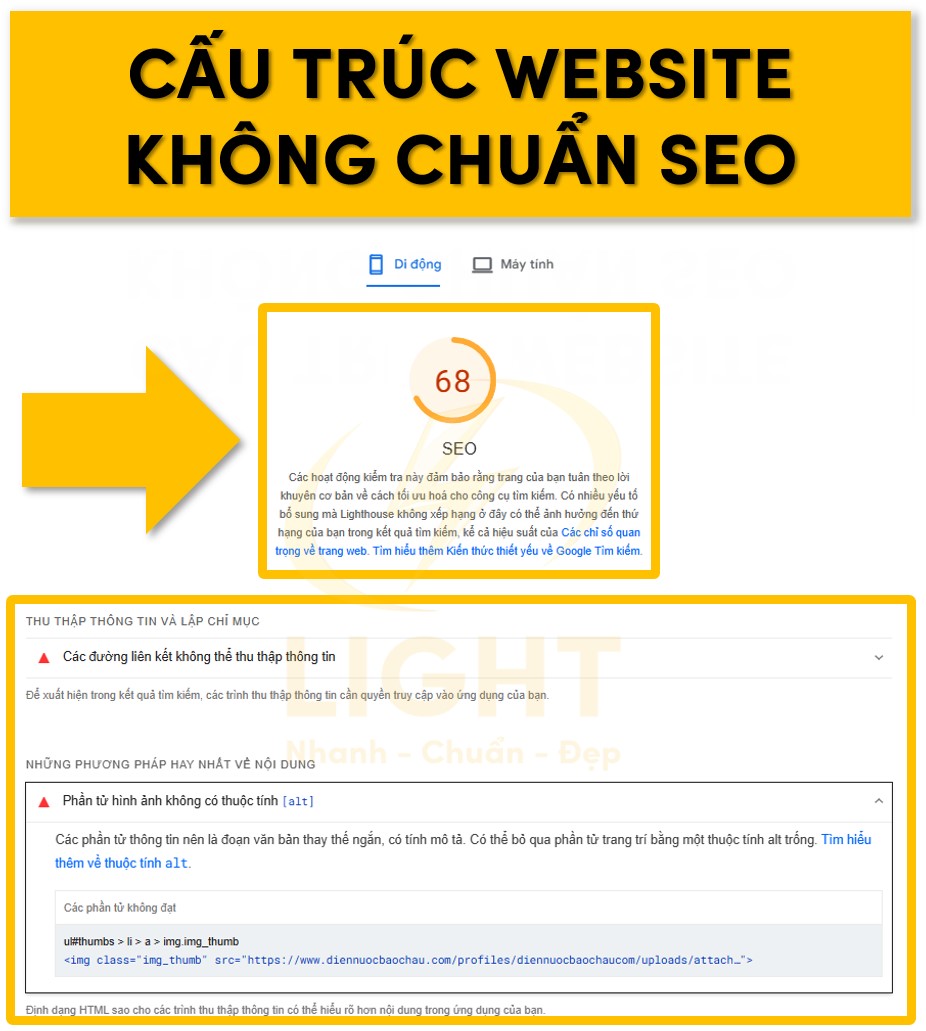 Cấu trúc website không chuẩn SEO