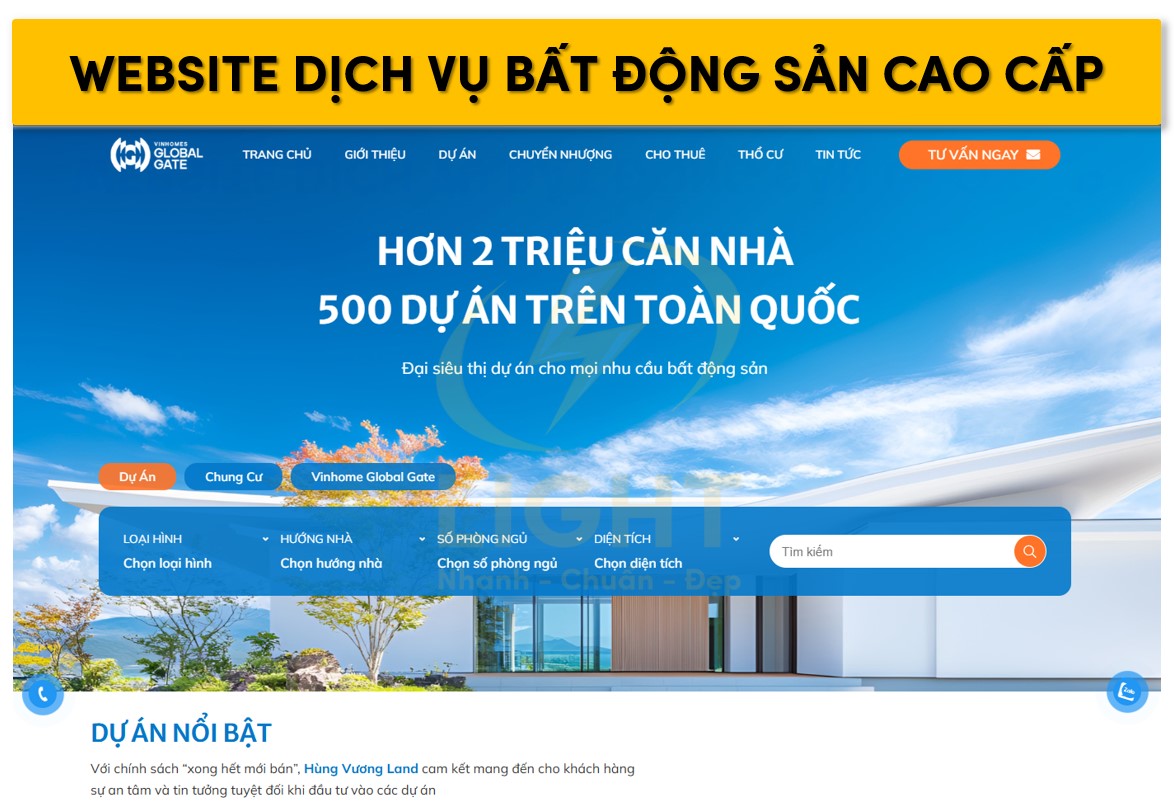 Dạng website cung cấp dịch vụ bất động sản cao cấp