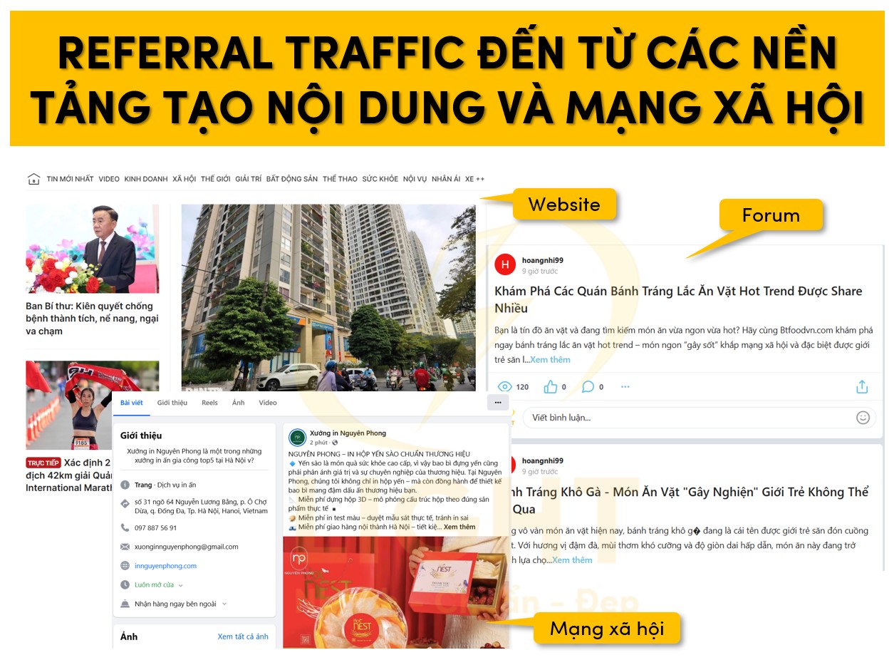 Referral Traffic đến từ các nền tảng tạo nội dung và mạng xã hội