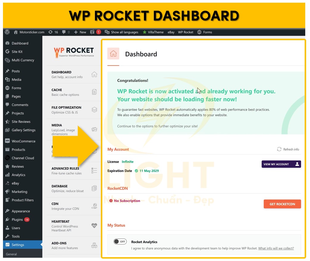WP Rocket Dashboard