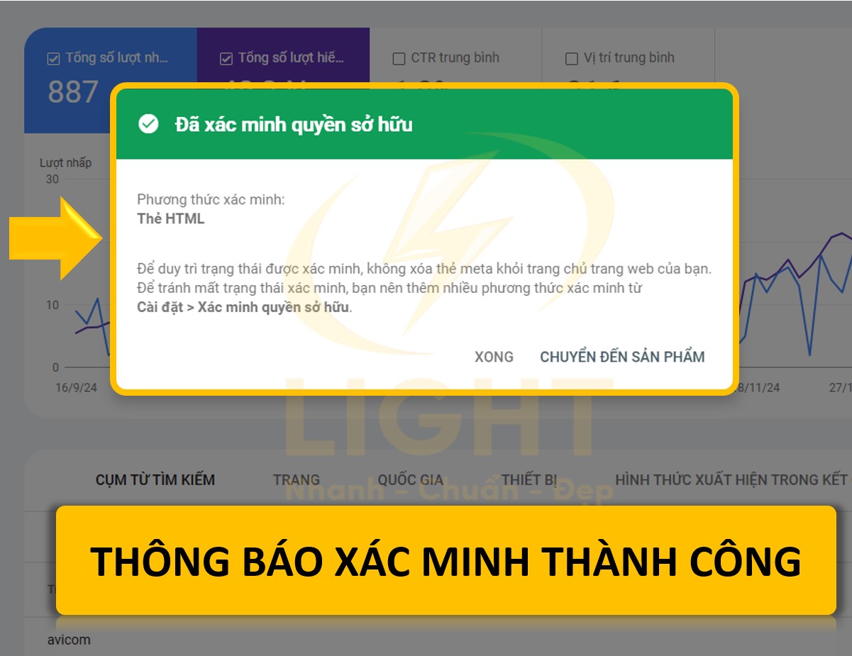 Thông báo xác minh GSC